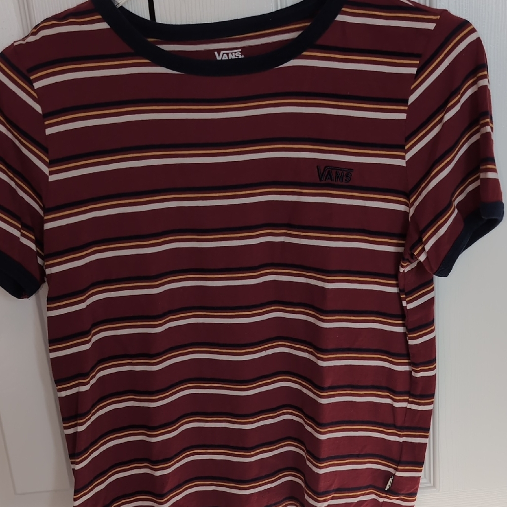 Vans Red and White Striped Short Sleeve Tee